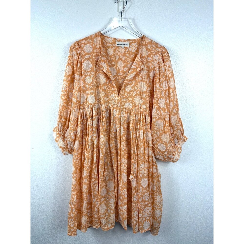 Daughter of India Kyra Mini Dress Tangerine Floral XL Boho Cotton NWOT - Picture 5 of 16